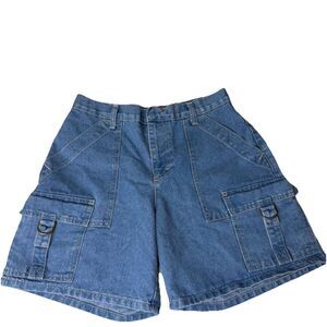 Gloria Vanderbilt Womens 4 Denim Cargo Shorts Blue Utility Y2K Granolagirl